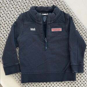 Vineyard Vines Boys Navy Quarter-Zip Shep Shirt with DC Flag Embroidery